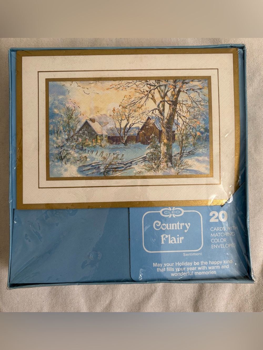 Vintage Cleo Country Flair Holiday Card Set 20 cards & envelopes